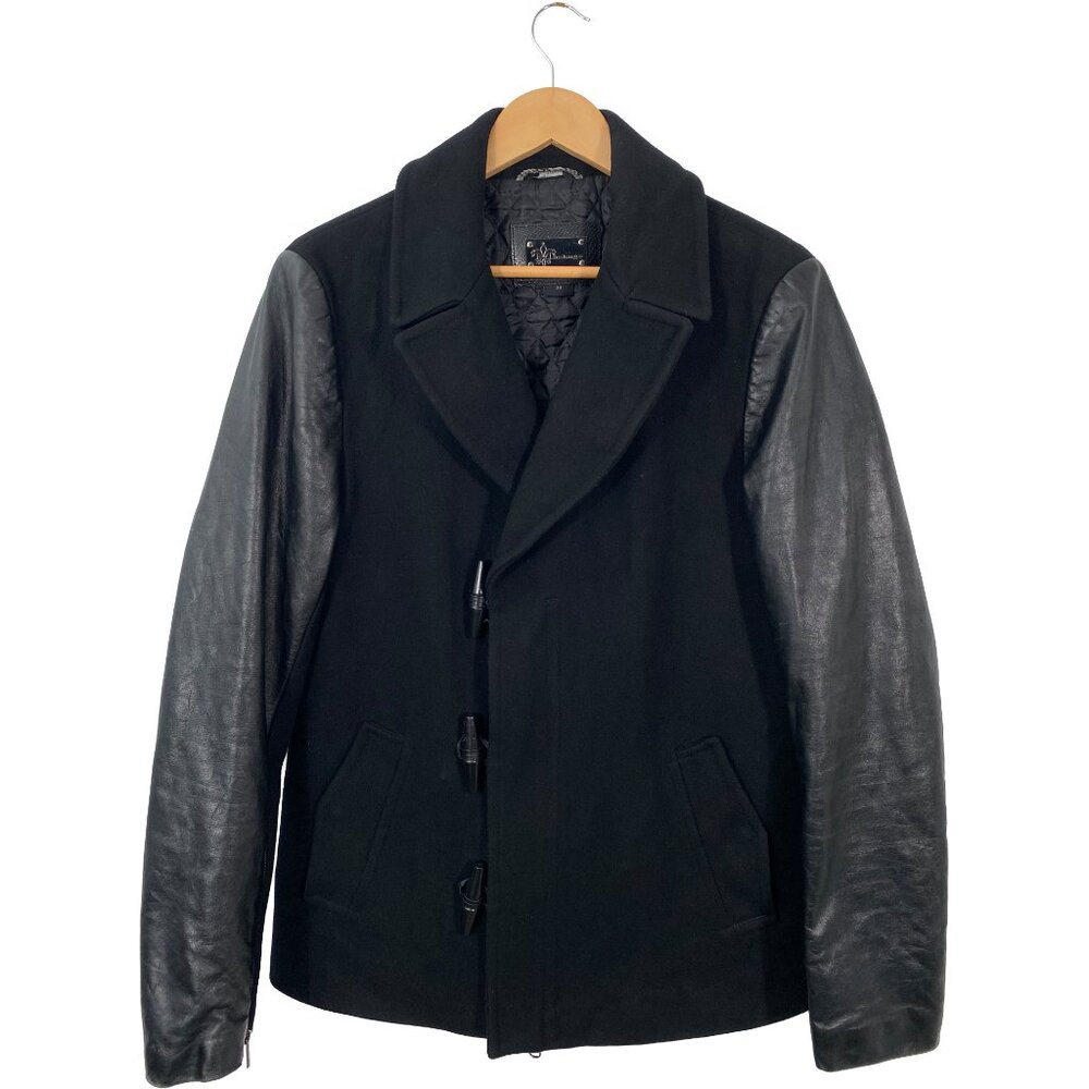 Mackage Single Breasted Leather Sleeve Wool/Cashmere peacoat men's 38 / Small